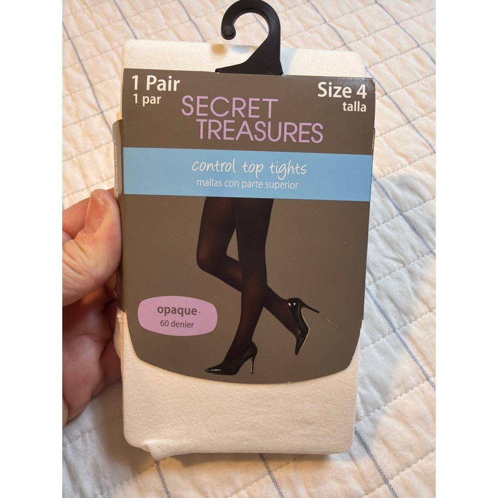 Secret Treasures White Control Top Tights Opaque 60 Denier Size 4 ST50Z New
